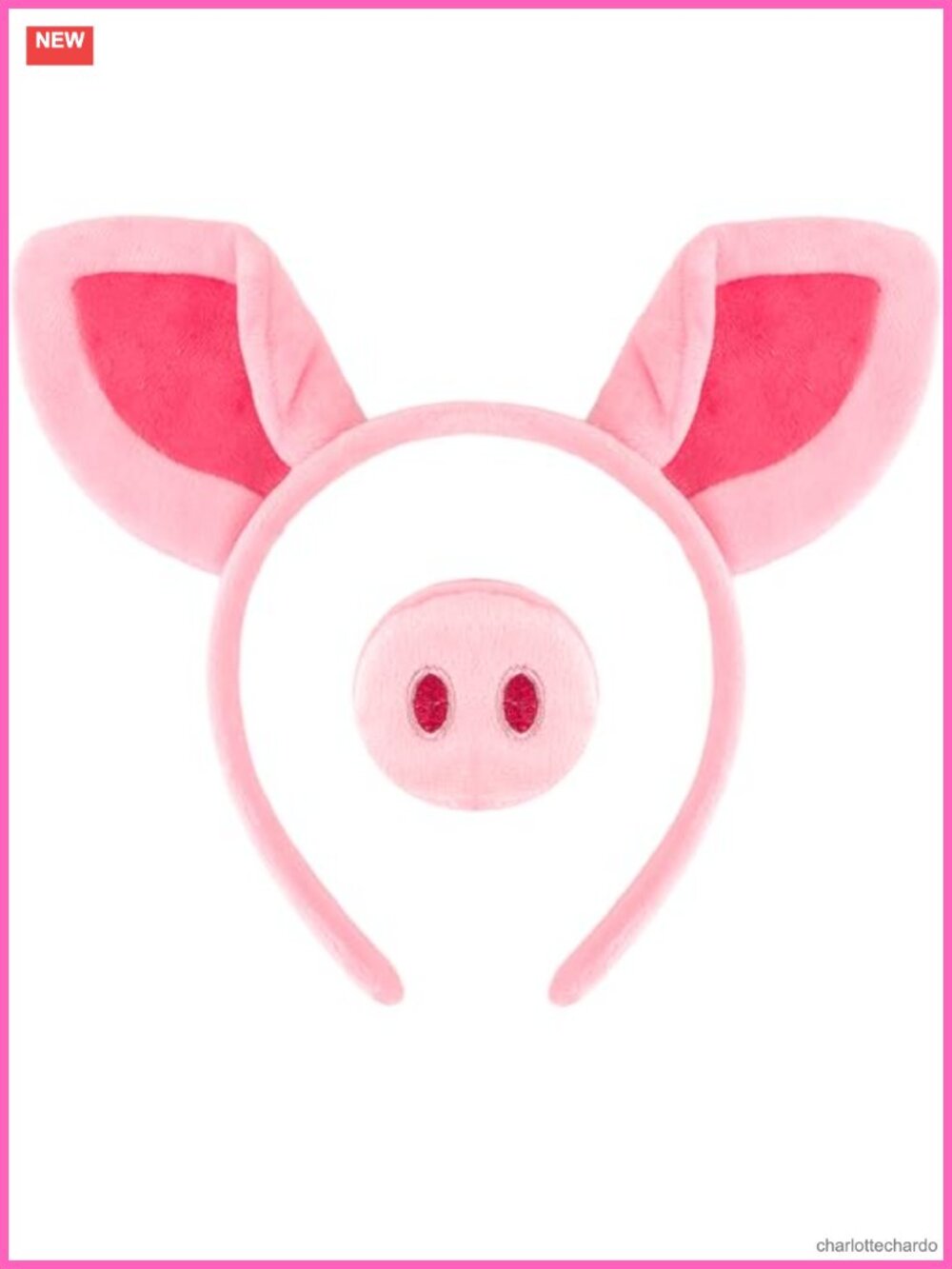 Pig Ears Headband & Nose Set Pink Costume Adult Women Halloween Animal Cosplay